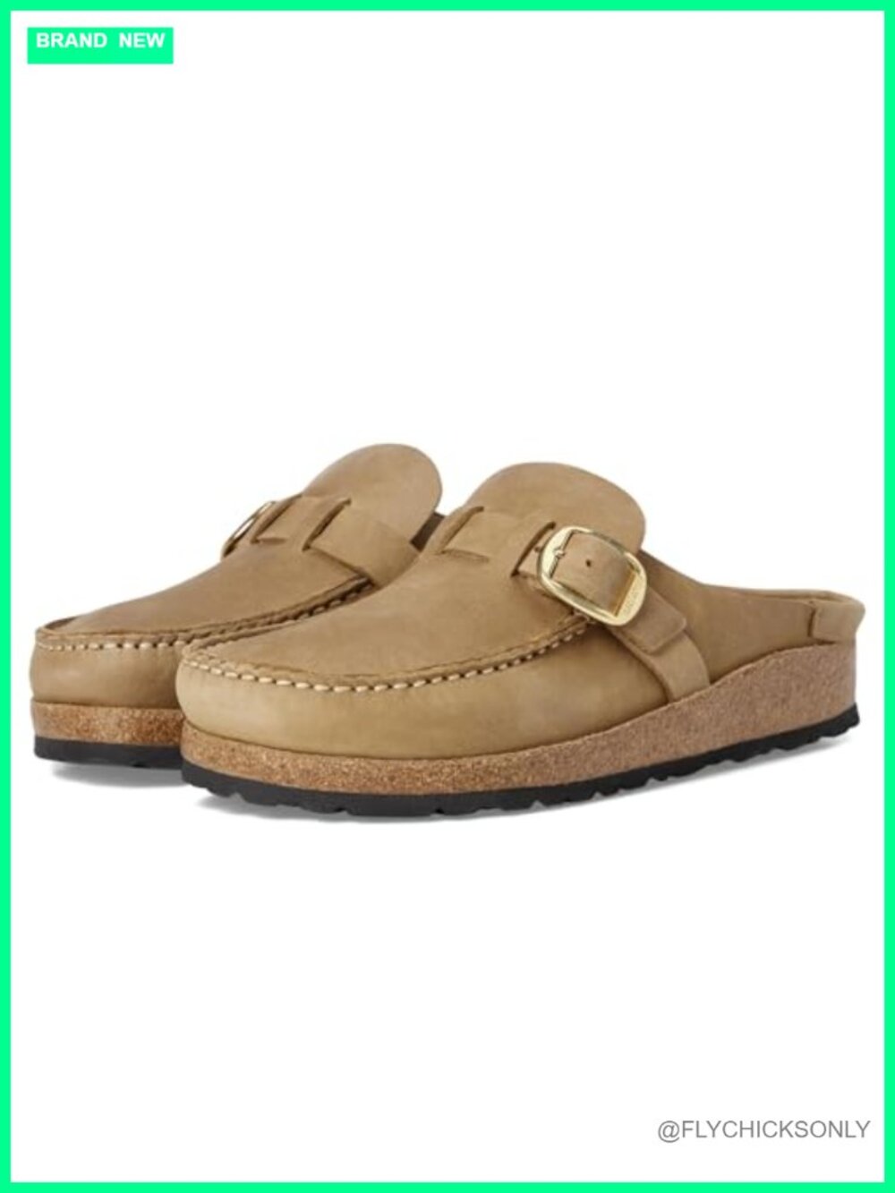 Oiled Leather Mules & Clogs Slip-On Buckle Cork Moc Toe